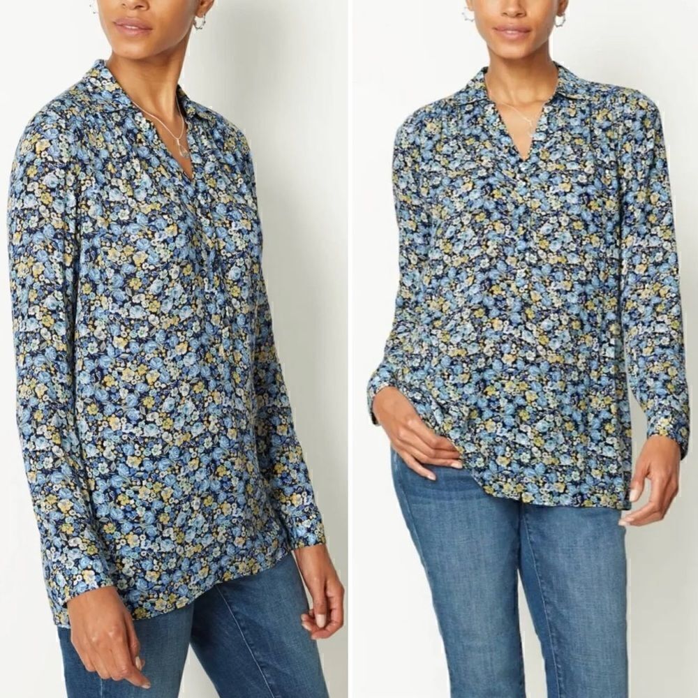 J. Jill Gorgeous Field Of Flowers Button Down Shirt, Sz Large